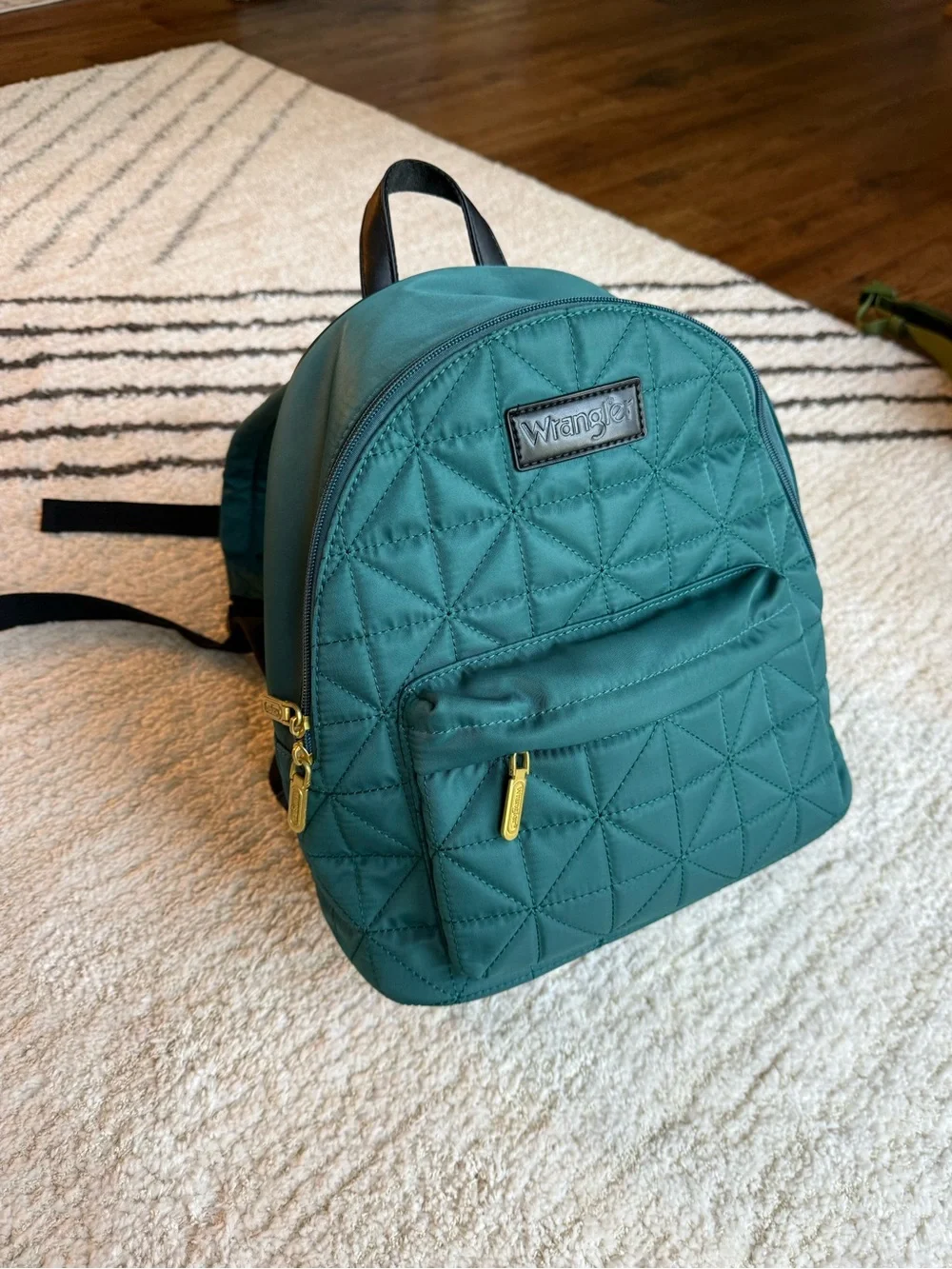 Wrangler Quilted Teal Mini Backpack with Gold Hardware